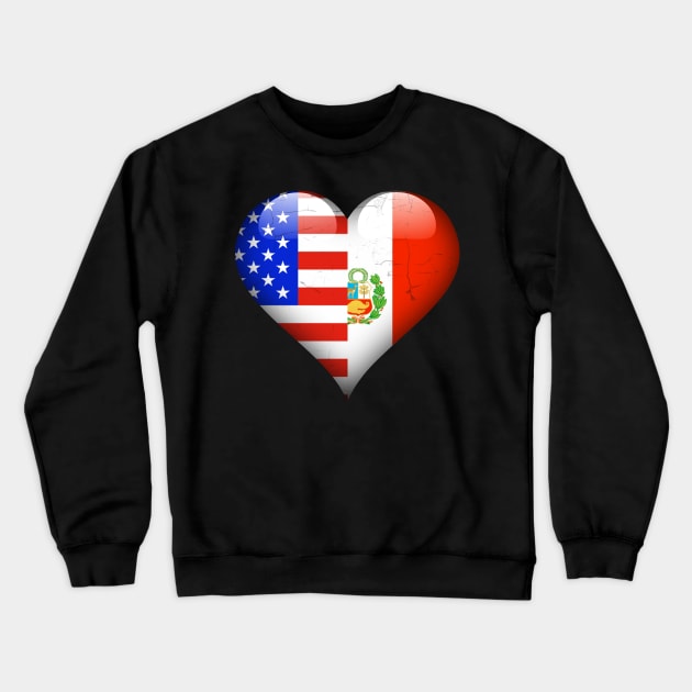 Half American Half Peruvian - Gift for Peruvian From Peru Crewneck Sweatshirt by Country Flags